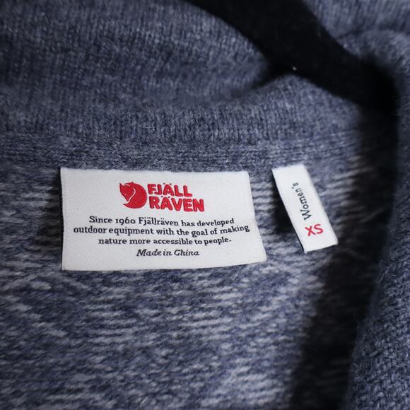 FJALLRAVEN Snow Wool Cardigan Grey Jacquard Full Zip Long Sleeve Women's XS - Picture 9 of 12